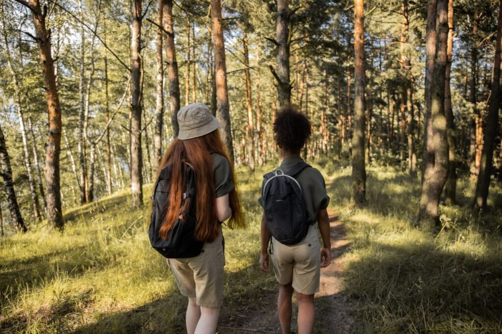 Two girls walking in Karura forest